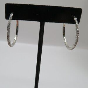 Coach Hoop Silver Tone Clear Crystals Earrings